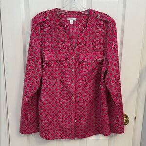 Croft & Barrow Pink Geometric Button Down Shirt
